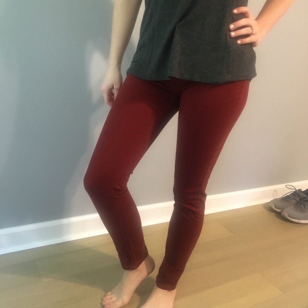 Red skinny jeans